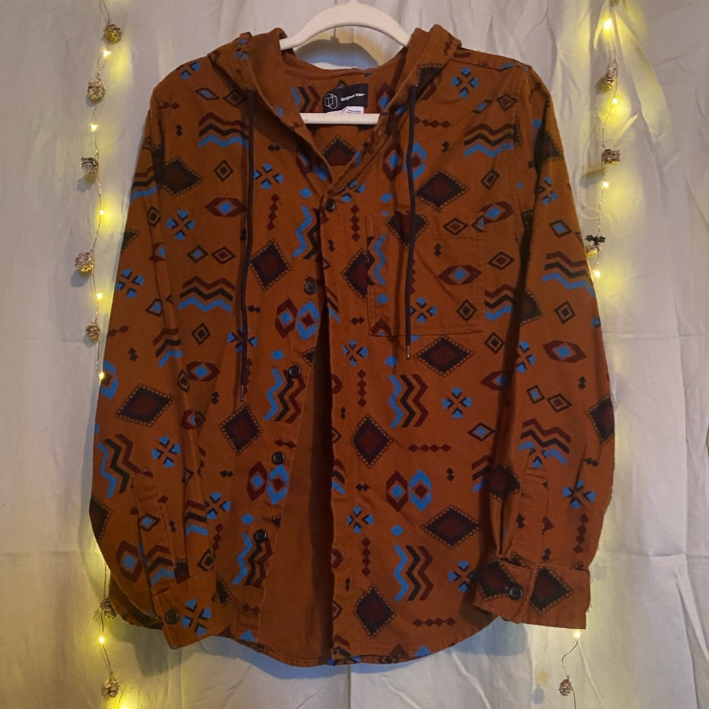 Tribal Geo Hooded Flannel